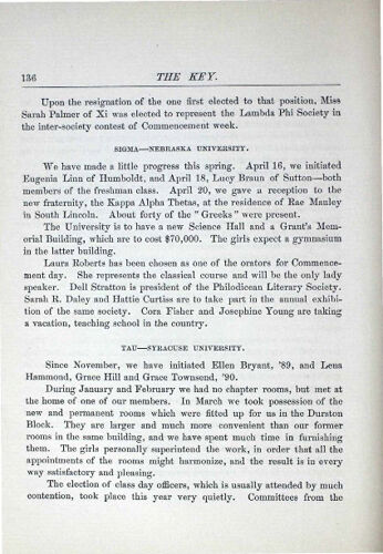 Chapter Letters: Sigma - Nebraska University, June 1887 (image)
